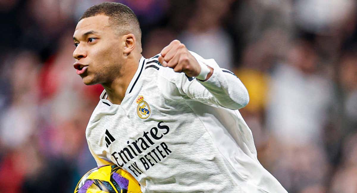 Mbappé, celebrando un gol con el Real Madrid.