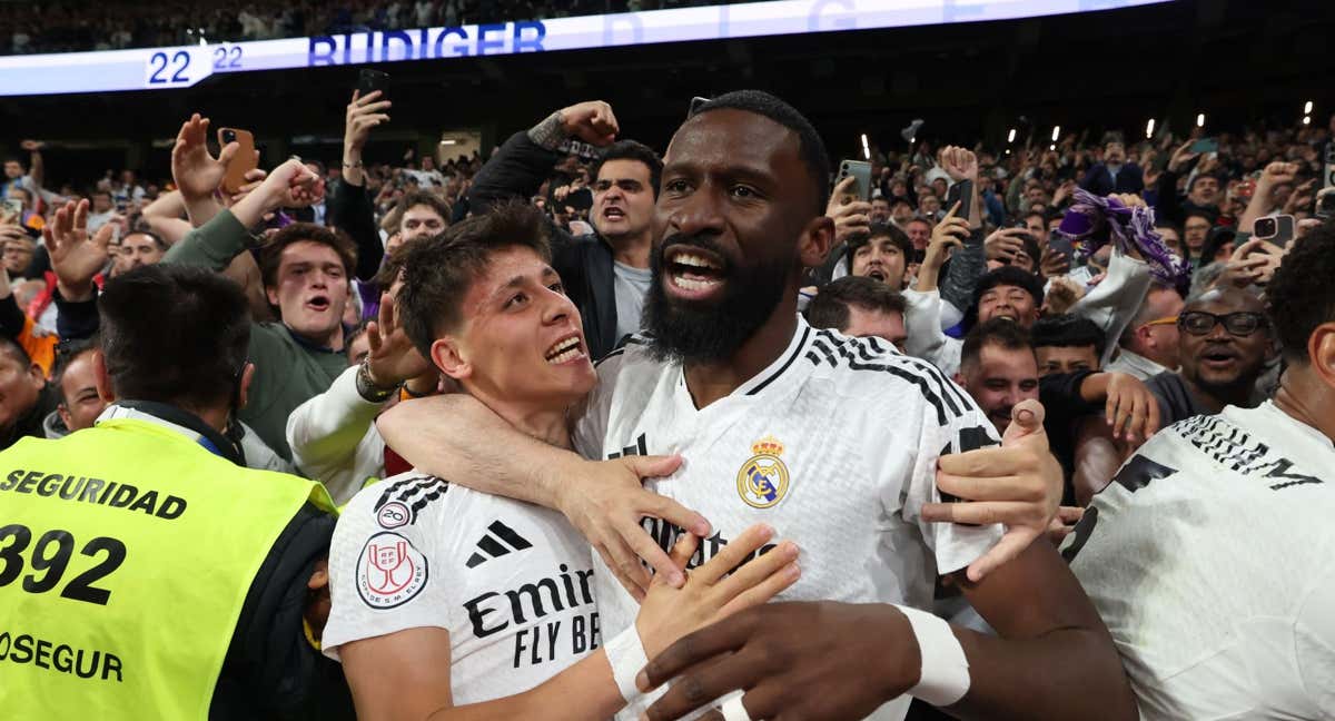 Rüdiger celebra su gol a la Real.