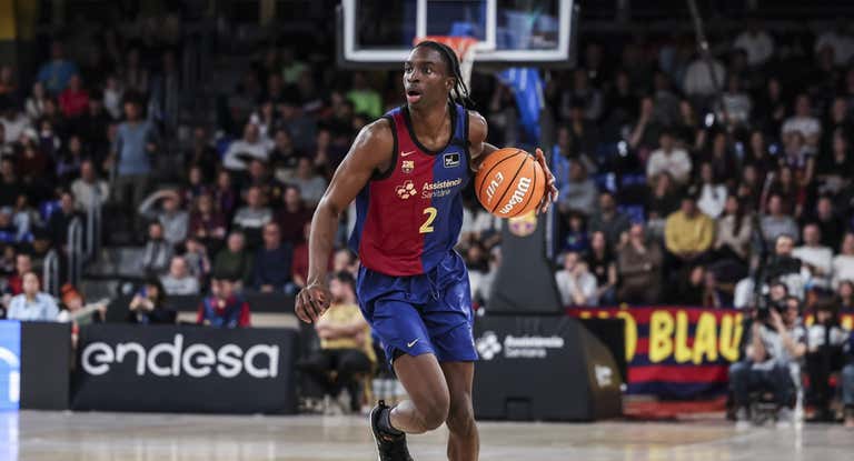 Dame Sarr, esta temporada en un partido con el Barça en la Liga Endesa.