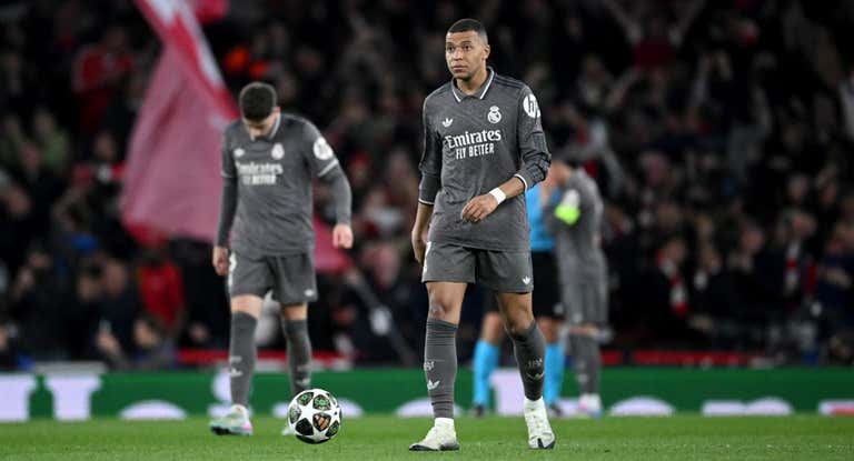 Kylian Mbappé, después de uno de los goles del Arsenal.