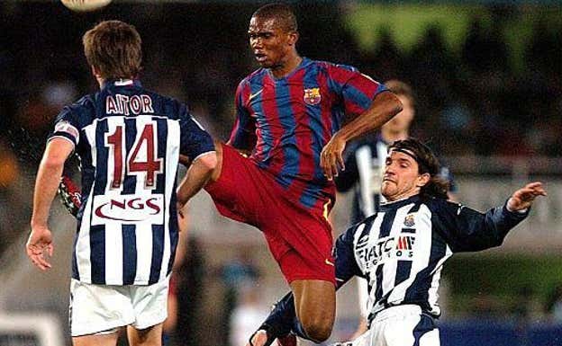 Stevanovic, junto a Samuel Eto'o, en su época en la Real Sociedad.  EFE