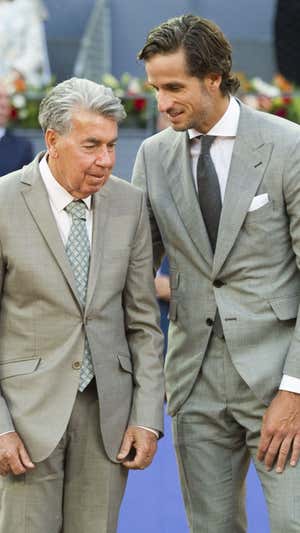Manolo Santana y Feliciano López, en la edición de Mutua Madrid Open 2019.  BELEN DIAZ / De San Bernardo