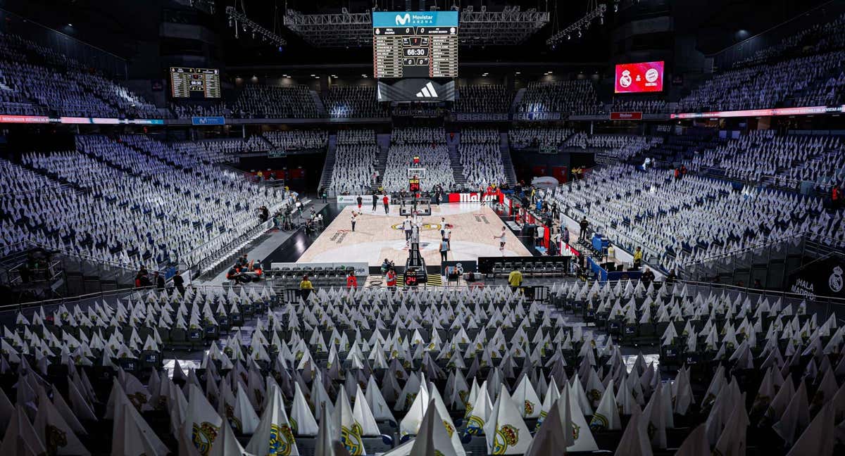 Vista de la grada del Movistar Arena en la previa de un partido de Euroliga.