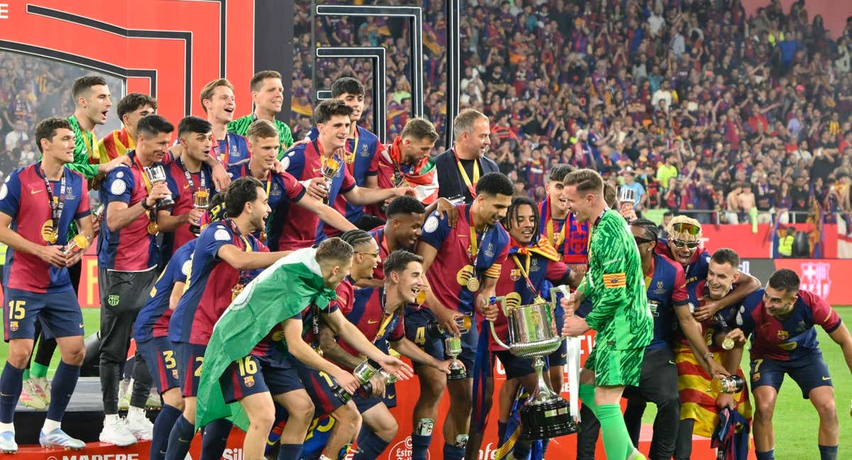 El Barcelona celebrando la Copa del Rey.