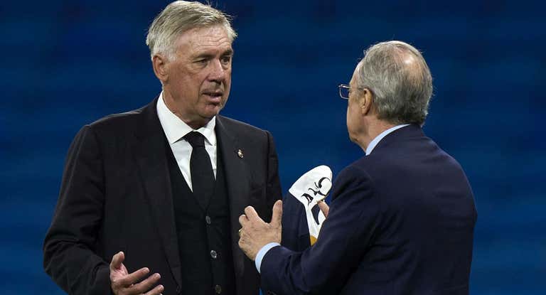 Carlo Ancelotti y Florentino Pérez, juntos en una foto de archivo.