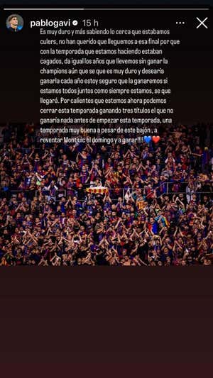 La historia que subió Gavi a Instagram.